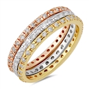 Stackable Silver Ring - 3 Color Bands