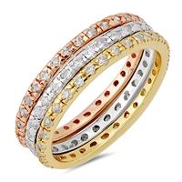 Stackable Silver Ring - 3 Color Bands