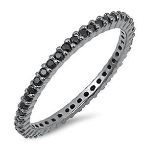 Silver Ring W/ Black CZ