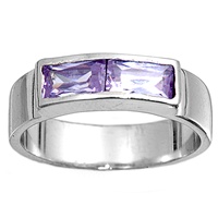 photo of Silver CZ Baby Ring with Lavender Color CZ