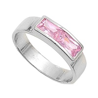 photo of Silver CZ Baby Ring with Pink CZ Stone