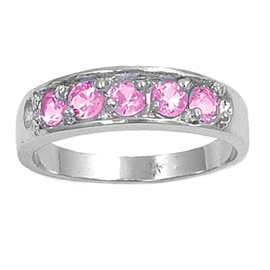 photo of Silver CZ Baby Ring with Pink CZ Stone