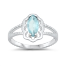 photo of Silver CZ Baby Ring with Aquamarine Color Stone