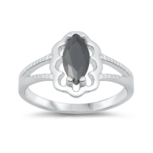 photo of Silver CZ Baby Ring with Black CZ Stone