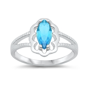 photo of Silver CZ Baby Ring with Blue Topaz Color Stone