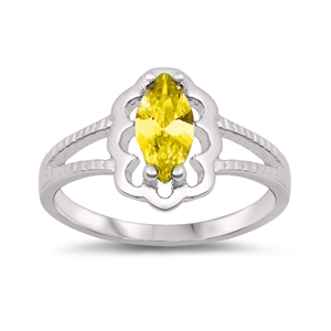 photo of Silver CZ Baby Ring with Yellow CZ Stone