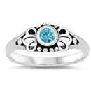 photo of Silver CZ Baby Ring with Aquamarine Color Stone