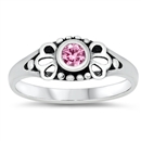 photo of Silver CZ Baby Ring with Pink CZ Stone