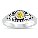 photo of Silver CZ Baby Ring with Yellow CZ Stone