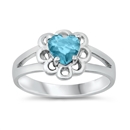 photo of Silver CZ Ring - Baby Ring with Aquamarine Color Stone