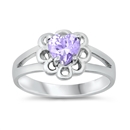 photo of Silver CZ Ring - Baby Ring with Lavender Color CZ