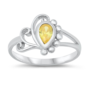 photo of Silver CZ Baby Ring with Yellow CZ Stone