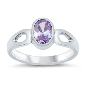 photo of Silver CZ Baby Ring with Lavender Color CZ Stone