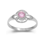 photo of Silver CZ Baby Ring with Pink CZ Stone
