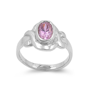 photo of Silver CZ Baby Ring with Pink CZ Stone