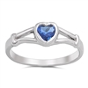 photo of Silver CZ Baby Ring - Heart with Blue Sapphire Color Stone