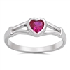 photo of Silver CZ Baby Ring - Heart with Ruby Color Stone