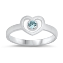 photo of Silver CZ Baby Ring - Heart with Aquamarine Color Stone