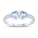 photo of Silver CZ Baby Ring - Heart with Aquamarine CZ Stone