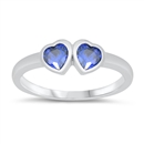 photo of Silver CZ Baby Ring - Heart with Blue Sapphire CZ Stone