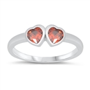 photo of Silver CZ Baby Ring - Heart with Garnet CZ Stone
