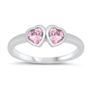 photo of Silver CZ Baby Ring - Heart with Pink CZ Stone