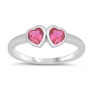 photo of Silver CZ Baby Ring - Heart with Ruby CZ Stone