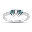 photo of Silver CZ Baby Ring - Heart with Rainbow Topaz CZ Stone