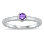 photo of Silver CZ Ring - Baby Ring with Amethyst CZ Stone