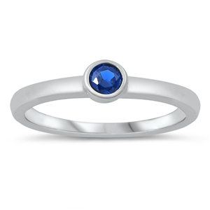 photo of Silver CZ Ring - Baby Ring with Blue Sapphire CZ Stone