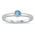 photo of Silver CZ Ring - Baby Ring with Blue Topaz CZ Stone