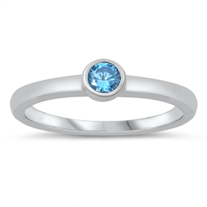 photo of Silver CZ Ring - Baby Ring with Blue Topaz CZ Stone