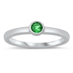 photo of Silver CZ Ring - Baby Ring with Emerald CZ Stone