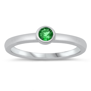 photo of Silver CZ Ring - Baby Ring with Emerald CZ Stone
