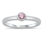 photo of Silver CZ Ring - Baby Ring with Pink CZ Stone
