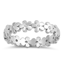Silver CZ Ring -  Flowers