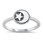 Silver Ring - Moon & Star