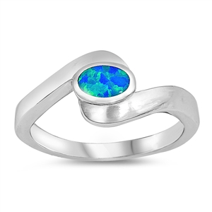 photo of Silver Lab Opal Ring with Blue Lab Opal Stone