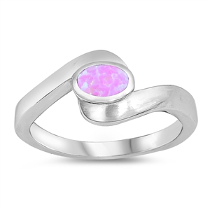 photo of Silver Lab Opal Ring with Pink Lab Opal Stone