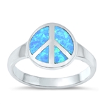 photo of Silver Lab Opal Ring - Peace Sign with Blue Lab Opal