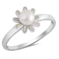 Silver Ring W/ CZ - Flower