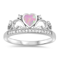Silver Lab Opal Ring - Heart Crown