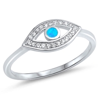 Silver Lab Opal Ring - Evil eye