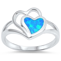 Silver Lab Opal Ring - Heart