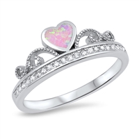 Silver Ring w/ CZ - Heart Crown