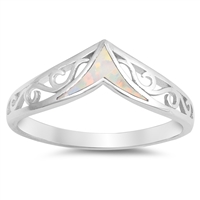 Silver Lab Opal Ring - V Filigree