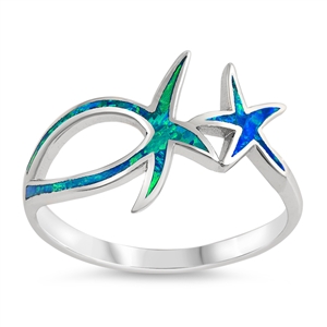 Silver Lab Opal Ring - Starfish