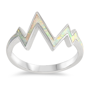 Silver Lab Opal Ring - Zig Zag