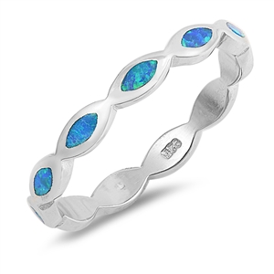 Silver Lab Opal Ring - Marquise Band