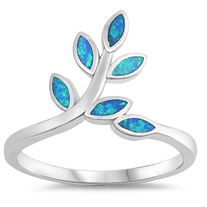 Silver Lab Opal Ring - Leaves